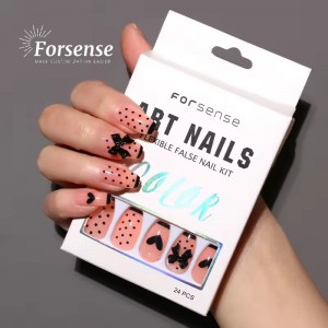 Custom Pink Heart Fake Nails 3D Bow French Manicure Press on Nails Short Ballerina Fake Nail Tips China Faux Ongles Reutilisable