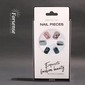 OEM private label checked press on nails prep kit self adhesive checker fake nails short square reusable false nails supplier