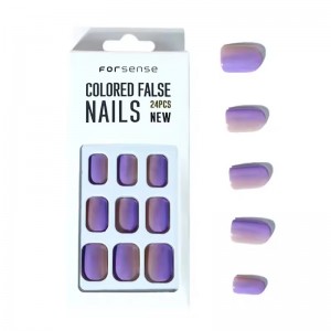 Custom Short Purple Women Press on Nails En Gros Gradient Square Stick on Nails Press-on Wholesale Acrylic Fake Nails with Glue