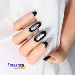 Designer French Tip Press on Nails Premium Butterfly Fake Nails Oval Shape Elegant Artifical Fingernails Women Stick on Nails