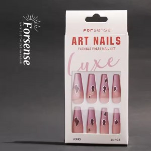 unique cheap blue pink press on nails en gros custom design acrylic long coffin nail tips wholesale fake nails supply vendor