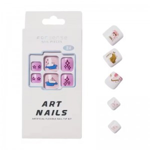 fancy cute false nails feet fake toe press on nails with application kit stick on full cover footnails acrylic toe nail designs