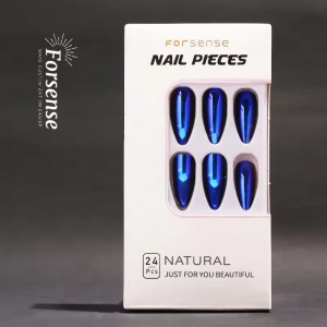 glam chrome metallic press on nails art professional bulk mirror false nails with glue fashion stiletto artificial fingernails