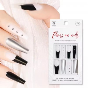 Manufacturer Low Price French Tip Nails Press on Handmade High Quality Stickon Fake Nails in China Coffin False Nails in Detail