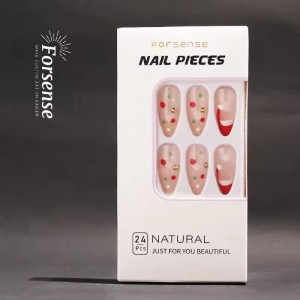 Custom Logo Fake Nail Avec Design Handmade Christmas Press on Nail Set with Glue Stiletto Short False Nail Art Press on Acrylic
