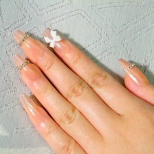 Luxury 3D Jewelry Decoration Press on Nails with Rhinestone Diamond Handmade Short Coffin Nail Tips Stick on Wear Fake Nails Bow