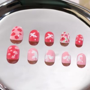 wholesale kawaii kids press on nails for 11 years girls false nails children fake nails tips cute acrylic artificial fingernails