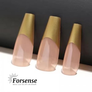 Manufacturer Wholesale Low Price Classic French Tip Press on Nails 24 Pcs Coffin Fake Nails Realistic Long False Nails Custom