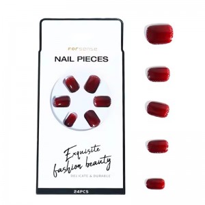 glam glitter tips red acrylic press on nails square false nails wholesale price fake nails women ladies faux ongle prix de gros