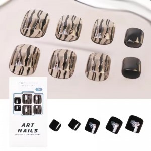 Forsense premium square foot press on nails with matching toe nail false artificial fake toenail stick on feet nail tips for toe