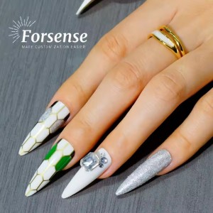 Designer Human Finger Nail Products for Sell Glitter Press on Nails Artificial Custom Long Stiletto Almond Fake Nail Handpainted