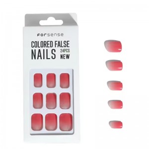 Reusable 24pcs Gradient Pink Ombre Press on nails short square false nails women ladies custom acrylic fake nails high quality