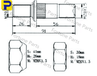 Truck Wheel Studs, Bolts & Nuts – truck Screw，ISUZU Jumbo Front bolt FP-041