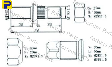 Truck Wheel Studs, Bolts & Nuts – truck Screw，Canter Fe111 Rear bolt FP-051