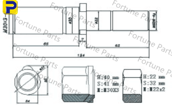 Truck Wheel Studs, Bolts & Nuts – truck Screw，FUSO  Rear bolt FP-054