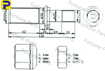 Truck Wheel Studs, Bolts & Nuts – truck Screw，Nissan Rear bolt FP-056