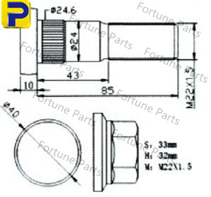 Truck Wheel Studs, Bolts & Nuts – truck Screw，Nissan CW450 Front bolt FP-066