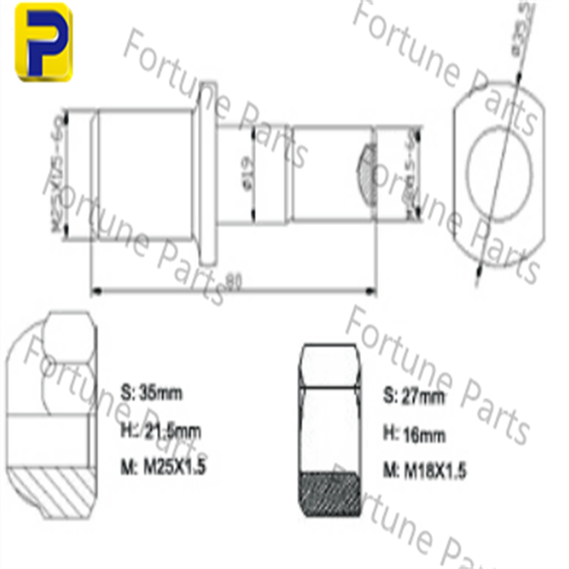 Truck Wheel Studs, Bolts & Nuts,HINO FC4J FB4J GB TRUCK bolt FP-096