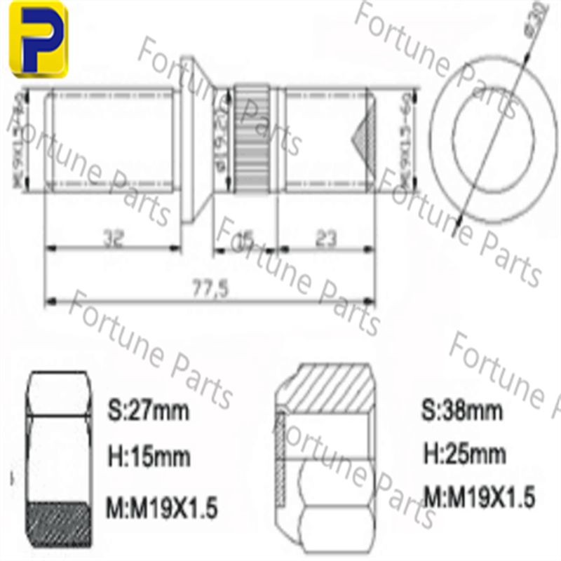 truck Screw，HYUNDAI HD Rear TRUCK bolt FP-106