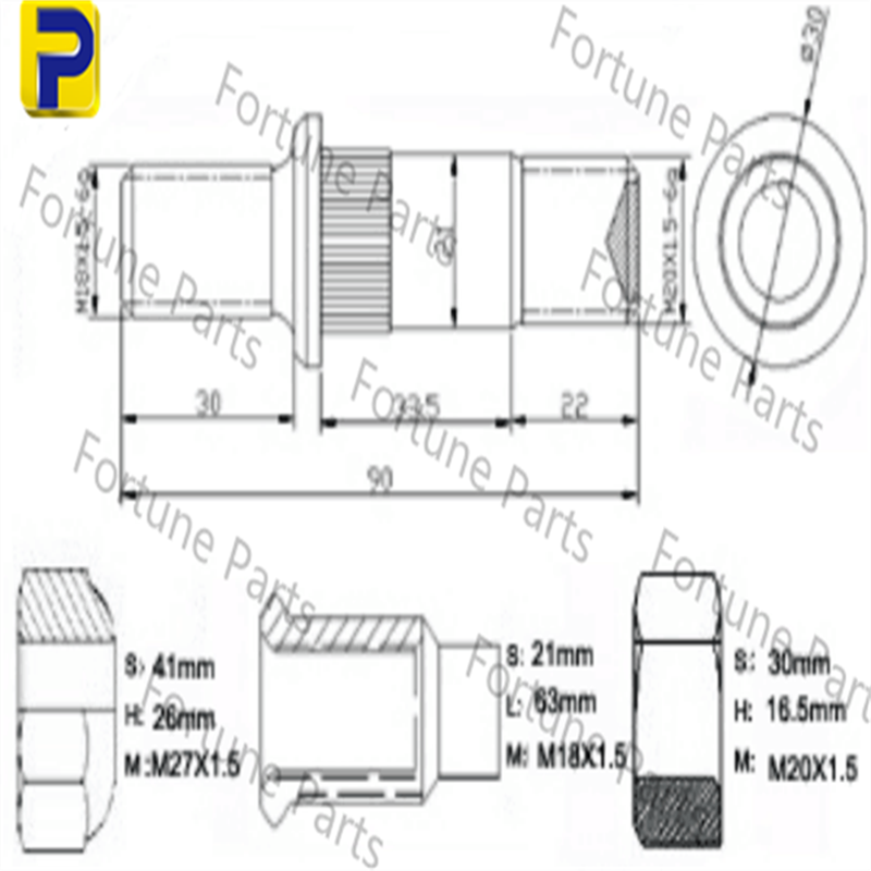 truck Screw，ISUZU NKR71 Rear bolt FP-108