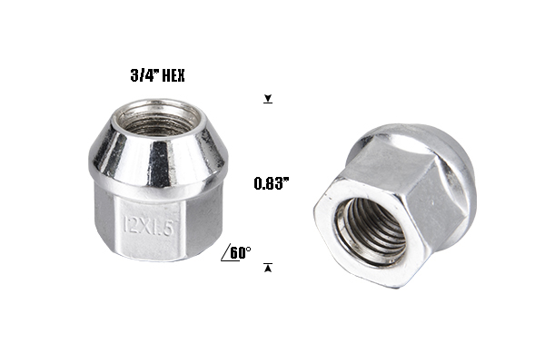 Europe style for Car Aluminum Wheel Nut Lock - OPEN-END BULGE 0.83’’ Tall 3/4’’ HEX – Fortune