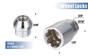 FS003 Bulge Acorn Locking Wheel Lug Nuts (3/4" & 13/16" HEX)