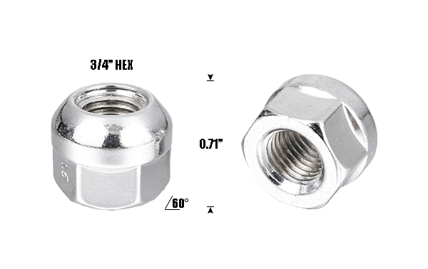 Hot Sale for Zinc Plated Wheel Nut Lock - OPEN-END SPHERE LUG NUTS 0.71’’ Tall 3/4’’ HEX  – Fortune
