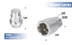 FS004 Bulge Acorn Locking Wheel Lug Nuts (3/4" & 13/16" HEX)