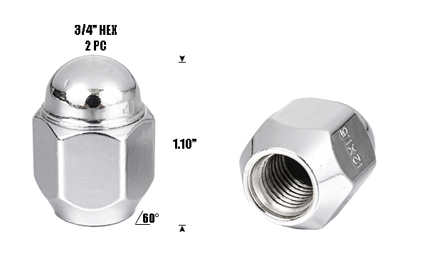Competitive Price for Wheel Hub Nut - 2-PC SHORT DUALIE ACORN 1.10’’ Tall 3/4’’ HEX – Fortune