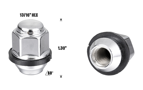 Factory Price For Wheel Nut Locks Set - BULGE ACORN WITH GROOVE 1.30’’ Tall 13/16’’ HEX – Fortune