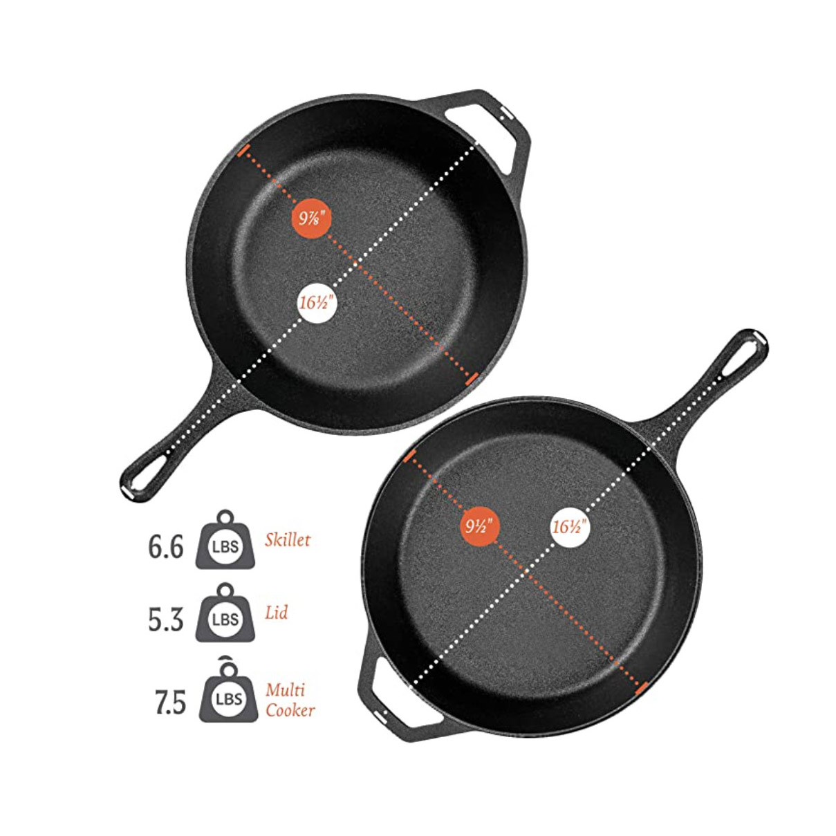 Pre-Seasoned Cast Iron  Dutch Oven and Skillet  Set