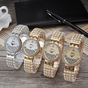 FOXI New Arrival Women Jewelry Attractive Gold Plated Pearl Zircon Inlaid Watch Waterproof Women Exquisite Wristwatch