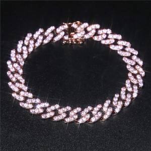 New Arrival China Cz Classic Tennis Bracelet - FOXI Hip Hop Bling Iced Out Bracelet Full cz stone Gold plated Miami Cuban Link Chain Bracelet anklet Jewelry – Foxi