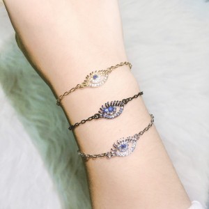 FOXI Eye Bracelet for Women Cute Romantic Gold CZ Lady Bresselet Daily String Pulseras