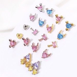 FOXI 2021 trend color earrings jewelry gold heart crystal stud earrings set