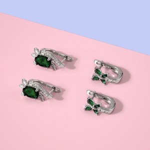 Foxi jewelry high quality emerald green zircon 925 Sterling Silver women’s charm Butterfly Earrings