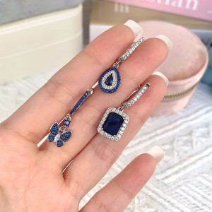 Foxi jewelry high quality blue zircon 925 Sterling Silver luxury Earrings for women