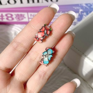FOXI 2022 fashion jewelry niche Enamel Flower Earrings 925 Sterling Silver Red oil drop VINTAGE EARRINGS