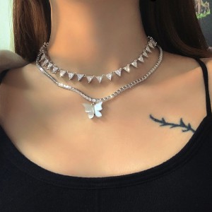 FOXI clear triangle shape diamond necklace jewelry chokers for women