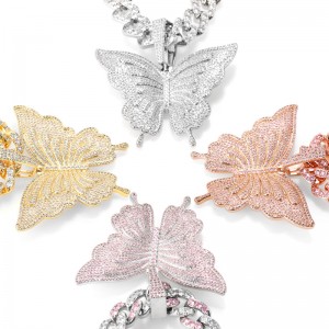 FOXI Wholesale big CZ butterfly gold plated pendant