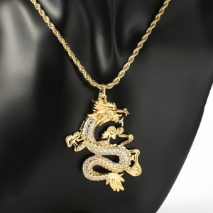 FOXI Personality Dragon Pendant Necklace for Women Trendy Punk Clavicle Long Chain Necklace Statement Jewelry Gift