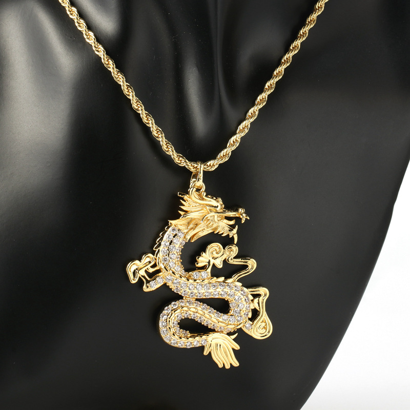 Good quality Gold Pendant Necklace - FOXI Personality Dragon Pendant Necklace for Women Trendy Punk Clavicle Long Chain Necklace Statement Jewelry Gift – Foxi