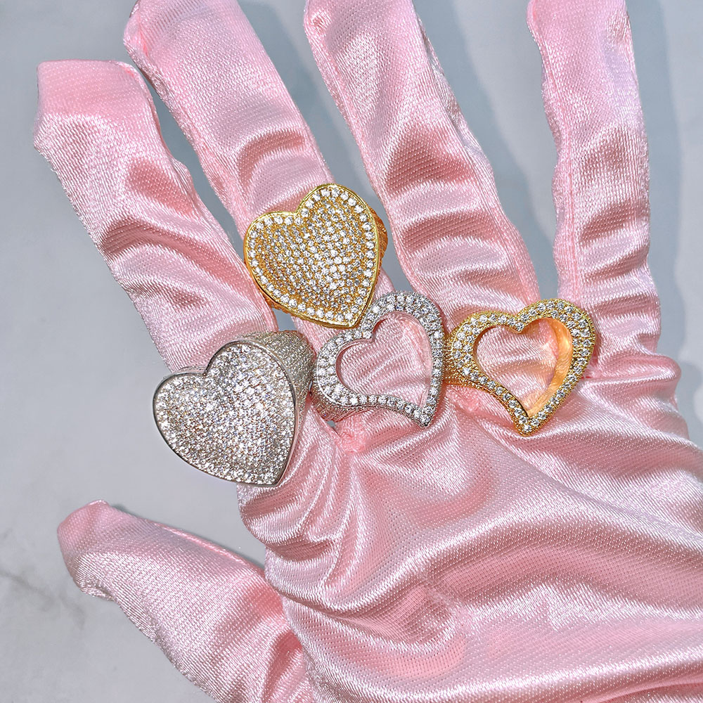 8 Year Exporter Cubic Zirconia Rings - Beautiful heart-shaped trend brass material charm women’s fashion full shine zircon inlaid ring wholesale – Foxi