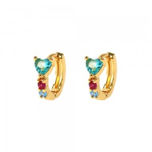 FOXI Mexico Rainbow Wholesale fashion heart design jewelry earrings 14K 18K gold plated women’s cz color hoop earrings