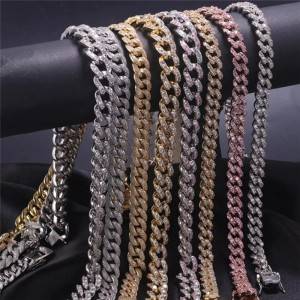 FOXI 10mm Hip Hop Jewelry Iced Out Cuban Link Chain Necklace Bisuteria Men
