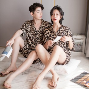 Youhottest Couple Pajamas Set Men Women Long Sleeve Sleepwear Solid Color Satin Sleepwear