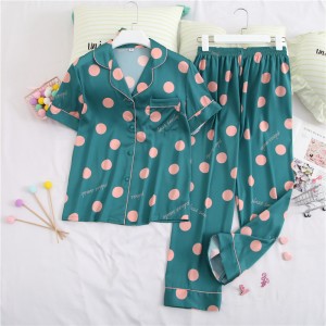 Youhottest  Ladies short-sleeved silk two-piece pajamas
