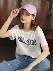 Designer New Style 100% cotton WHITE Short Sleeves T Shirt for Women Printed Top cute Girls Summer S-5XL