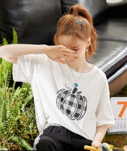 Wholesale Simple T Shirts for Women Tops Summer Loose Cotton New Aesthetic Casual T Shirt Vintage Tshirt Streetwear