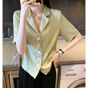 Plus Size S-4XL Dress collar women shirt summer new fashion temperament Korean Slim shirt loose short sleeve shirts